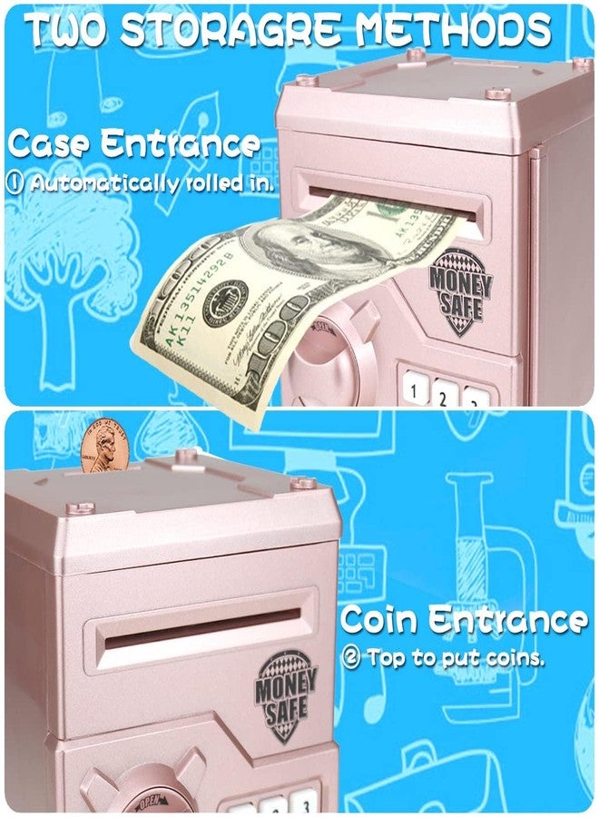 TOPBRY Piggy Bank for kids,Electronic Password Piggy Bank Kids Safe Bank Mini ATM Piggy Bank Toy for 3-14 Year Old Boys and Girls (Rose Gold) - Image 3